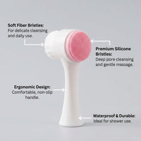 Double Sided Facial Cleansing Brush, Manual Face Cleaning for Women, Exfoliating for Makeup Removal, Non Electric Exfoliation, 1