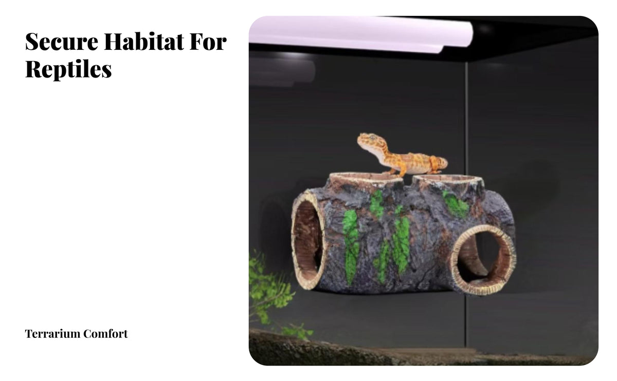 Easy to Clean Hollow Tree Trunk | Realistic textured Texture, Reptile Hide with Lids, Multiple Circular Openings, Hollow Log, for Terrarium