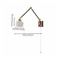 Foldable Swing Arm Wall Lamp Wooden Adjustable Bedside Lamp Vintage Design