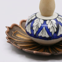 Gold Finish Aroma Base, Antique Bronze Fragrance Holder, Ceramic Alloy Home Fragrance, Decorative Flower Meditation Room, Artistic Lotus Design