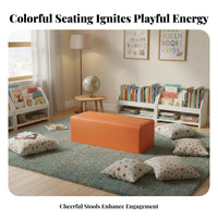 Easy to Clean Upholstered Rectangular Stool Sturdy Construction Soft Bench Wear-Resistant children's Furniture Colorful Options for Toddlers, Teachers, Parents, Kindergarten, Early Learning Facility, Hallway, Waiting Room
