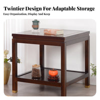 Minimalist Design dual-level Square Table Multi-Functional 2-Tier Square Table adaptable Corner Stand Space-Saving for Apartment Dwellers, Interior Decorators, Living Room, Bedroom, Small Spaces, Office
