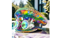 Pilot's Hat with Goggles Sequined Sequin Hat with Goggles Multicolor Cap for Adults, Entertainers, Cosplay
