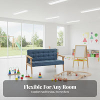 sturdy Wood Frame Upholstered Two-Seater child's Bench Nordic design kids' Furniture Comfortable Seating Toddler Couch Sturdy Construction for Children, Toddlers, Preschoolers, Kindergarten, Playroom, Bedroom, Living Room
