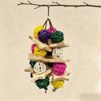 Bird Toy with Rattan Balls Shreddable Parrot Chew Toy Woven for Parrots, Conures