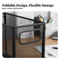 Multi-Functional Foldable File Holder Space-Saving Metal Mesh File Box Long-Lasting Metal Mesh Filing Crate Portable for Students, Teachers, Homeowners, Desk, Study Room, Classroom