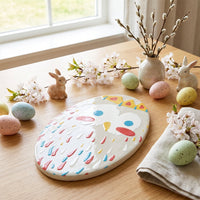 Easter Ceramic Coaster Printed Spring Drink Coaster Mat Defends Furniture Oval Heat-Insulating Placemat for Families, Adults, Kitchen, Parties, Office