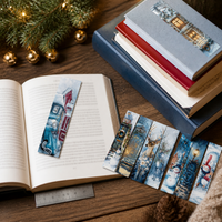 30-Pack Christmas Nordic Snow Scene Paper Bookmarks for Reading and Gifting