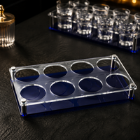 Blue Acrylic Liquor Glass Rack, Holds 8 Glasses, Shot Glass Display Stand, Practical and Elegant Party Accessory