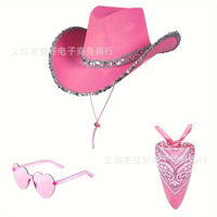 Pink and Black Cowboy Hat with Silver Trim for Halloween