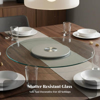Glass Rotating Tray Seamless Rotation Glass Dining Table Turntable Round Serving Rotator for Families, Hosts