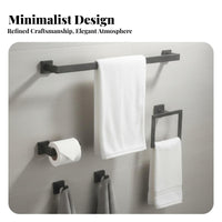 5 Pieces Rust-Proof 5-Piece Towel and Paper Rack Collection Waterproof 5-Piece Square Base Hardware Set Space-Saving Design Wall Mounted Holder Kit Easy to Install for Homeowners, Interior Designers, DIY Enthusiasts, Bathroom, Restroom, Powder Room, Hotel