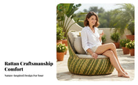 4 Pieces Woven Design Round adjustable Daybed Weather-withstandant Outdoor Furniture Waterproof Patio Seating Thickly Padded pads for Hotel Owners, entertainers, Garden, Balcony, Courtyard, Backyard