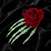 Halloween Rose Skull Hand Hair Clip Gothic Lolita Cosplay Accessory