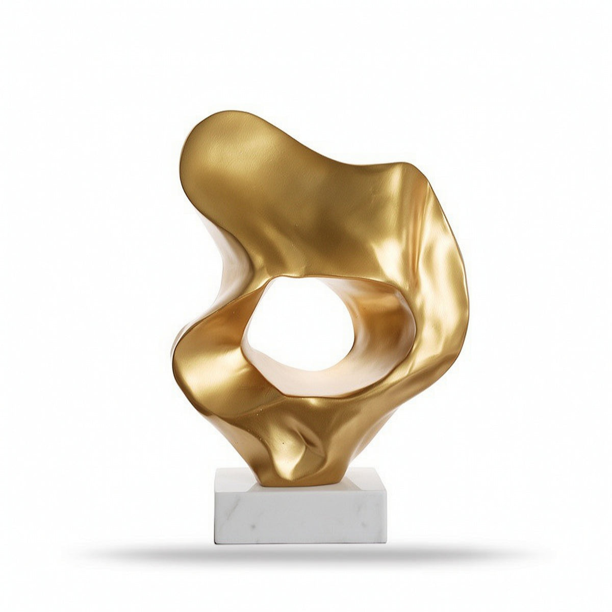 Abstract Sculpture Metallic-Finish Sculpture with Pedestal Modern
