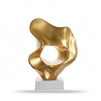 Abstract Sculpture Metallic-Finish Sculpture with Pedestal Modern