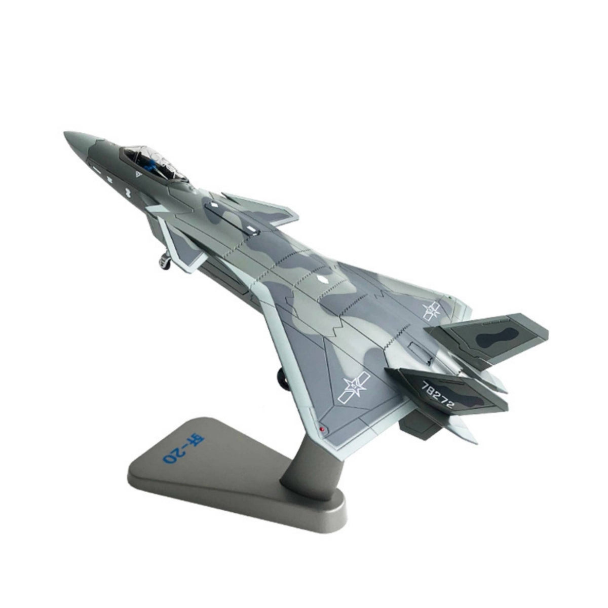 J-20 Model with Display Stand 1/100 Detailed J-20 Model Plane Alloy Die-Cast Fighter Jet for Office Decor