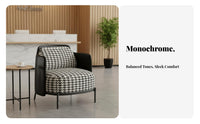 Fashion-Forward Houndstooth Armchair Stylish Design Upholstered Accent Chair Ergonomic spine supportrest Living Room Seating Wide Seat for Interior Designers, Business Owners, Reception Area, Hotel Lobby, cosmetics studio, Bedroom
