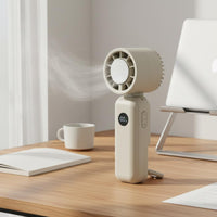 100 Speed Adjustable Mini Foldable Fan LED Digital Display Personal Air Cooler Built-in Carabiner for Office