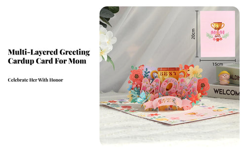Three-Dimensional Floral Three-Dimensional Floral Rising Card Long Keepsake Gift Item Cut Paper Goods for Children, Daughters, Mother's Day
