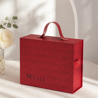 Floral Drawer Gift Boxes for Presents, Retro Red Paper Gift Box with Lids, 27x9x21cm Birthday Girlfriend Company Gift