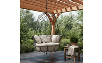 Rattan Hanging Basket Sunproof Hanging Oval-Shaped Chair Outdoor Swing Bed Comfortable Lounging Easy to Clean for Balcony