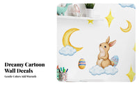 Bunny on Moon Nursery Sticker Easy to Apply Wall Decal for Kids, Young Children, Playroom, Living Room