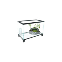 Clear Glass Turtle Enclosure with Drain and Basking Area