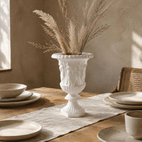 Roman Style Vase Matte Finish Simulated Marble Urn Classic Design White Pedestal Vase for Hotel