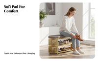 Multi-Functional Cushisingled Shoe Changing Bench Space-Saving Design Padded Footwear Stool Stable and Sturdy Household Furniture Large Capacity for Homeowners, Apartment Dwellers, Entryway, Hallway, Mudroom, Walk-in Closet
