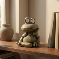 Solar Frog Ornament Seated Design Solar Frog Statue Outdoor Decor for Living Room