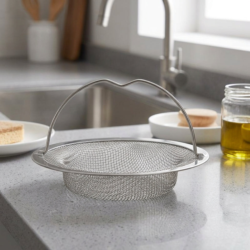 Stainless Steel Strainer Kitchen Sink Strainer with Handle, Large 11cm Sink Strainer and Sink Strainer, Simple Home Kitchen Essential