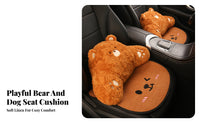 All-Season Cartoon Bear Car Seat Cushion Anti-Slip Cute Car Seat Cover Universal Fit for Children, Young Adults, SUVs, Road Trips
