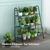 Floor-Standing Multi-Tier Pot Stand Modern design 3-Tier Stepped Plant Stand Space-Saving Flower Shelf Sturdy Frame for Gardeners, Homeowners, Apartment Dwellers, Living Room, Balcony, Indoor, Outdoor