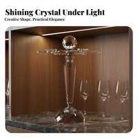 Gold Foil Accent Wine Glass Display Stand Luxury Design Crystal Wine Glass Holder Space Saving Freestanding Stemware Holder Stable Base for Home Entertainers, Party Hosts, Gift Givers, Dining Room, Housewarming Events, Parties, Wedding Receptions