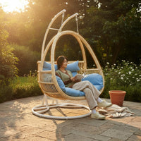 Hanging Chair Indoor Outdoor Use Egg Swing Chair Weather Resistant Freestanding Patio Swing for Couples, Balcony, Courtyard, Living Room