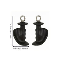 Textured Horse-Shoe Handle Metal Loop Gym Pulley Handle Curved Grip Sports Equipment Black