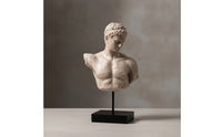 Antique-Style Bust Sculpture Stone-Look Classical Bust Sturdy Male Torso Sculpture Minimalist for Entryway Console