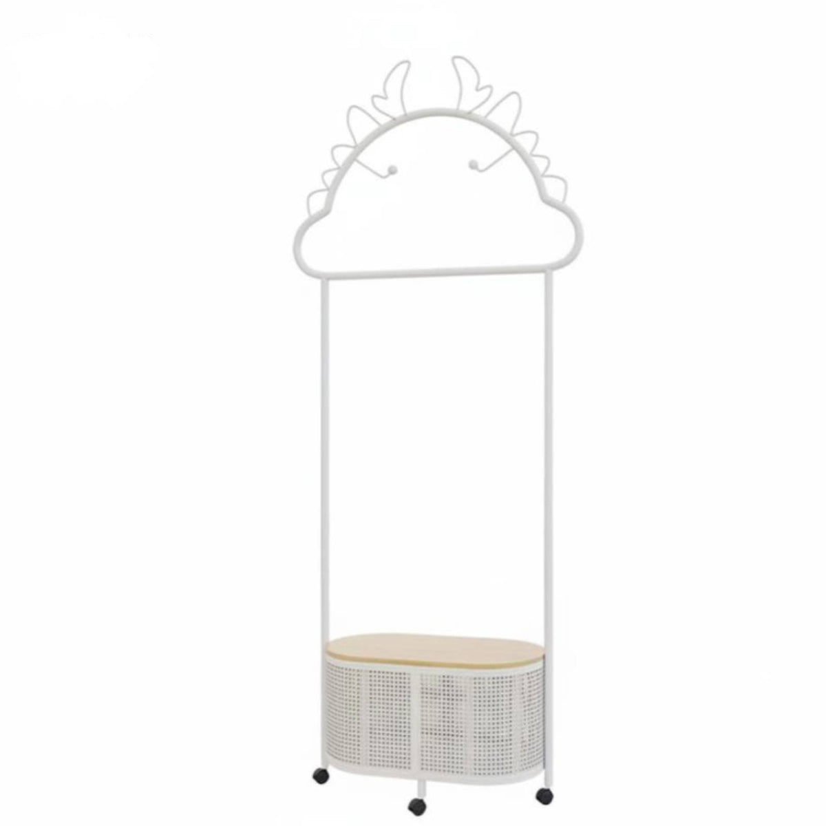 Minimalist Nordic Design Rolling Clothes Stand with Basket Mobile Design Rolling Valet Stand with Hamper Multifunctional Garment Rack Sturdy & Long-Lasting for Apartment Dwellers, Homeowners, Students, Bedroom, Entryway, Small Areas, Dorm Room