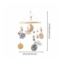 Visual Stimulation Wooden Crib Mobile Handmade Look Space Themed Crib Mobile Baby Bed Bell Eco-Friendly for Newborns, Babies