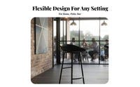 Modern Design Bar Height Table and Chair Set Weather-Resistant Sled Base High Stool Sturdy Construction Outdoor Furniture Rust-Proof for Homeowners, Business Owners, Couples, Balcony, Restaurant, Backyard, Garden