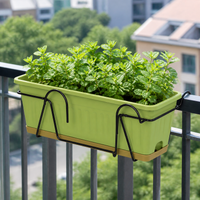 Hanging Flower Box 3-Piece Set, Rectangular Resin Planter 50x19.5x17cm, with Drainage for Balcony & Garden