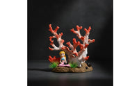 Mermaid Figurine with Artificial Plant Resin Mermaid Ornament Carved Artificial Seaweed for Desktop