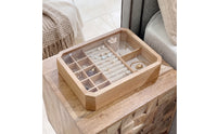 Wooden Jewelry Box with Compartments Divided Wooden Jewelry Box Desktop for Dresser