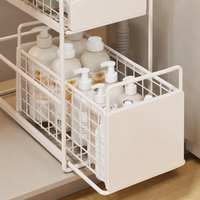 Under-Sink Storage Rack, Slide Rack, 2-Tier, Drawer-Type, Kitchen Storage, Under-Bathroom Sink Organizer, Metal, White