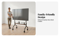 Mobile TV Stand Floor TV Stand Screen Mount Portable TV Cart Stainless Steel Frame with Wheels Suitable for Renters Living Room Bedroom Office