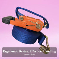 High Break Strength Cargo Strap with Double J Hooks Wear-Resistant Heavy Duty Ratchet Strap Long-Lasting for Movers, Trailers, Warehouses