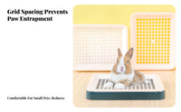 Anti-Tip Design Rabbit Litter Tray with Grate Splash Proof Small Creature Litter Tray with Grid Detachable Rabbit Potty Training Pan Easy to Clean