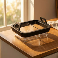 Glass Baking Dish with Handles Slim Cookware Heat-Resistant for Students