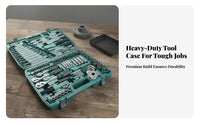 121 Pieces Portable Case 121 Piece Auto Repair Tool Kit Quick Release Car Maintenance Combination Tool Set Non-Slip Grip Long-Lasting for Repairmen, DIY Enthusiasts, Homeowners, Workshop, Garage, Roadside Emergency